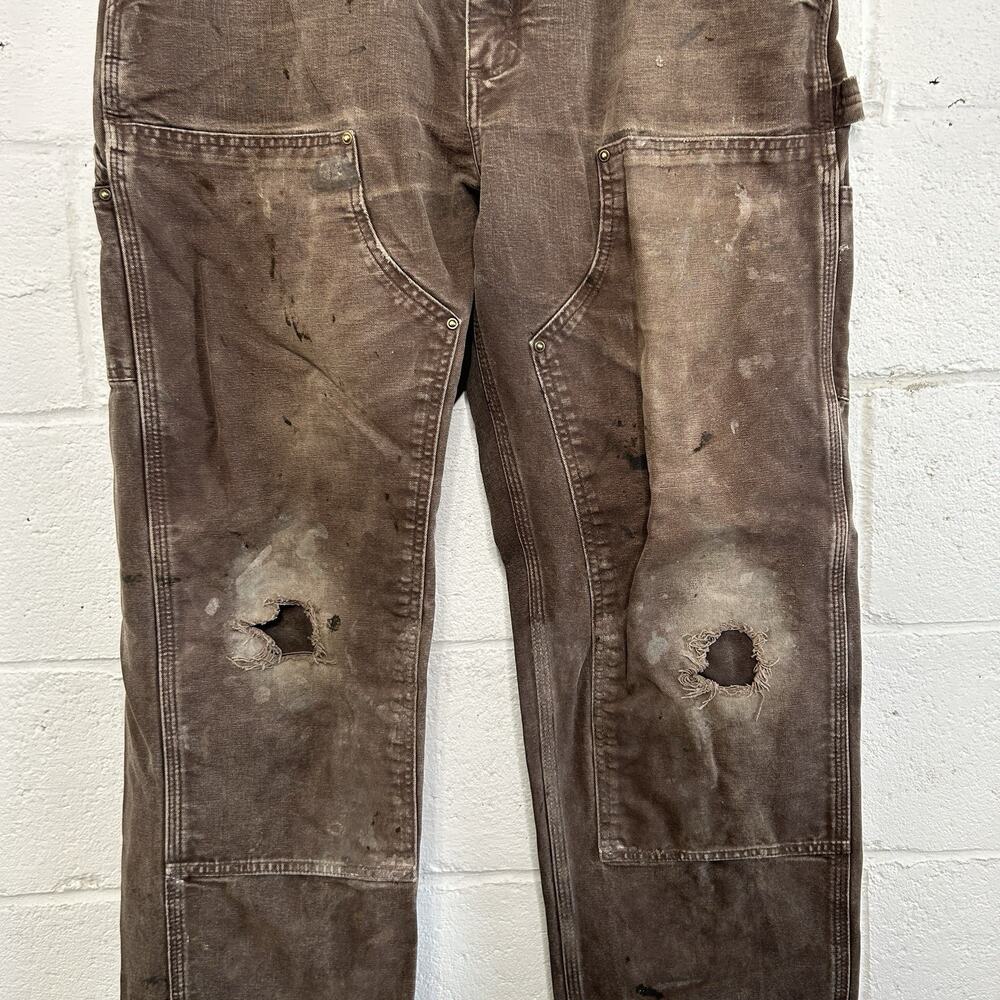 Thrashed Carhartt DoubleKnee Pants “Dark Brown” B136 DKB - Picture 3 of 8